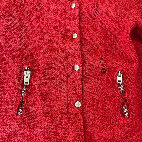 IRO AGNETTE red distressed tweed jacket - Picture 11 of 16